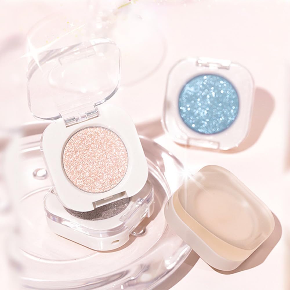 Light Brown Glitter Eyeshadow Palette for Women, Single Monochrome Eye Shadow Makeup, Shiny Pressed Powder, Blendable Natural sombras para ojos, Holographic,Vegan,Travel -9