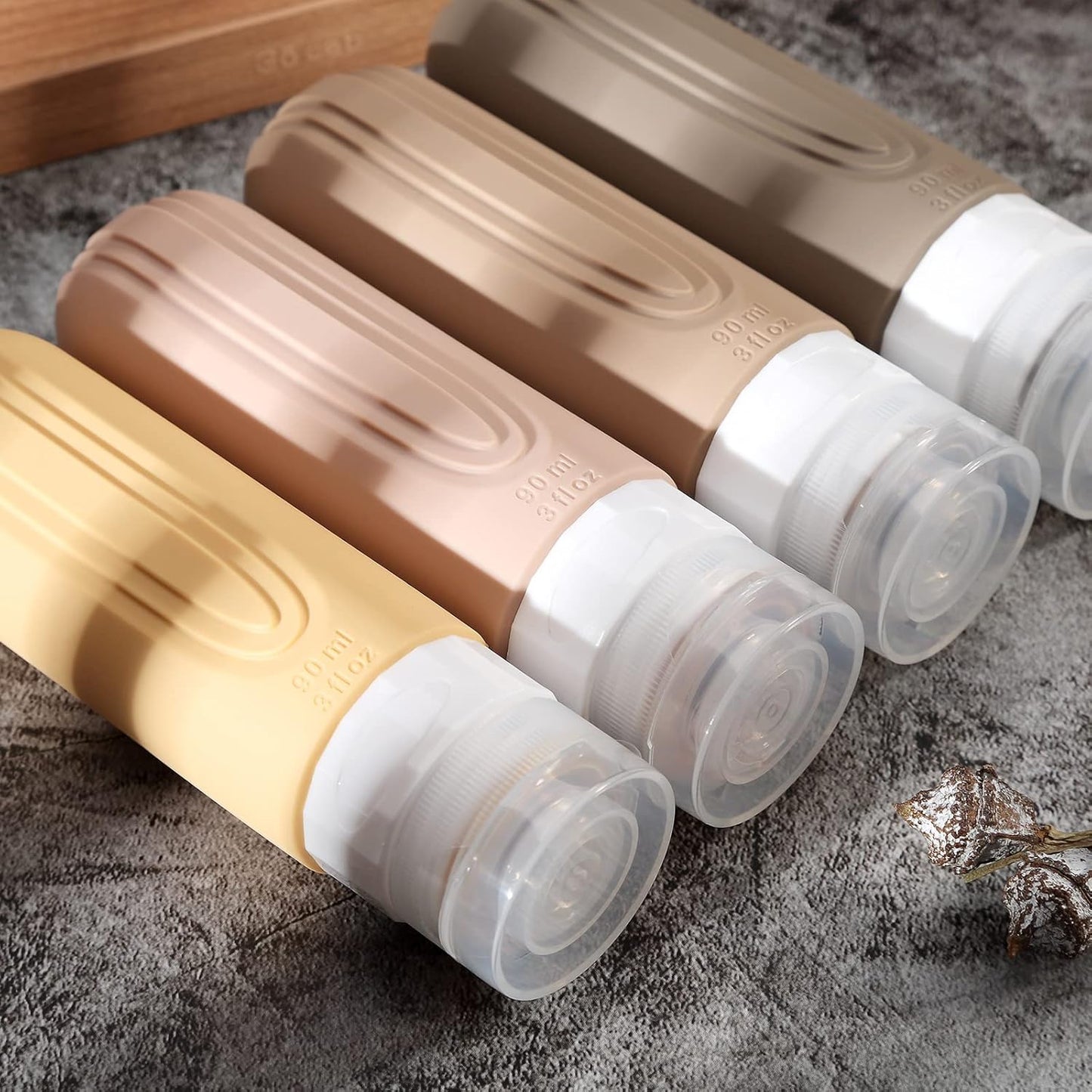 Travel Bottles for Toiletries, Tsa Approved 3oz Travel Size Containers BPA Free Leak Proof Refillable Liquid Silicone Squeezable Travel Accessories for Shampoo Conditioner Lotion (4 Pack)