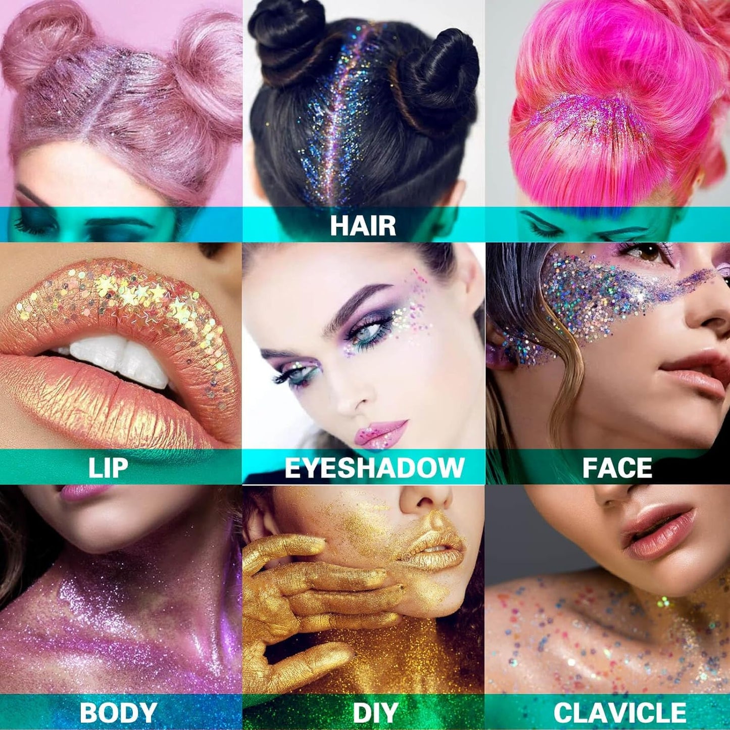 MEICOLY Black Glitter, Professional Body Paint, Mermaid Sequins Eye Glitter for Halloween Cosplay SFX Makeup, Chunky Face Gel for Women and Kids, 50ml