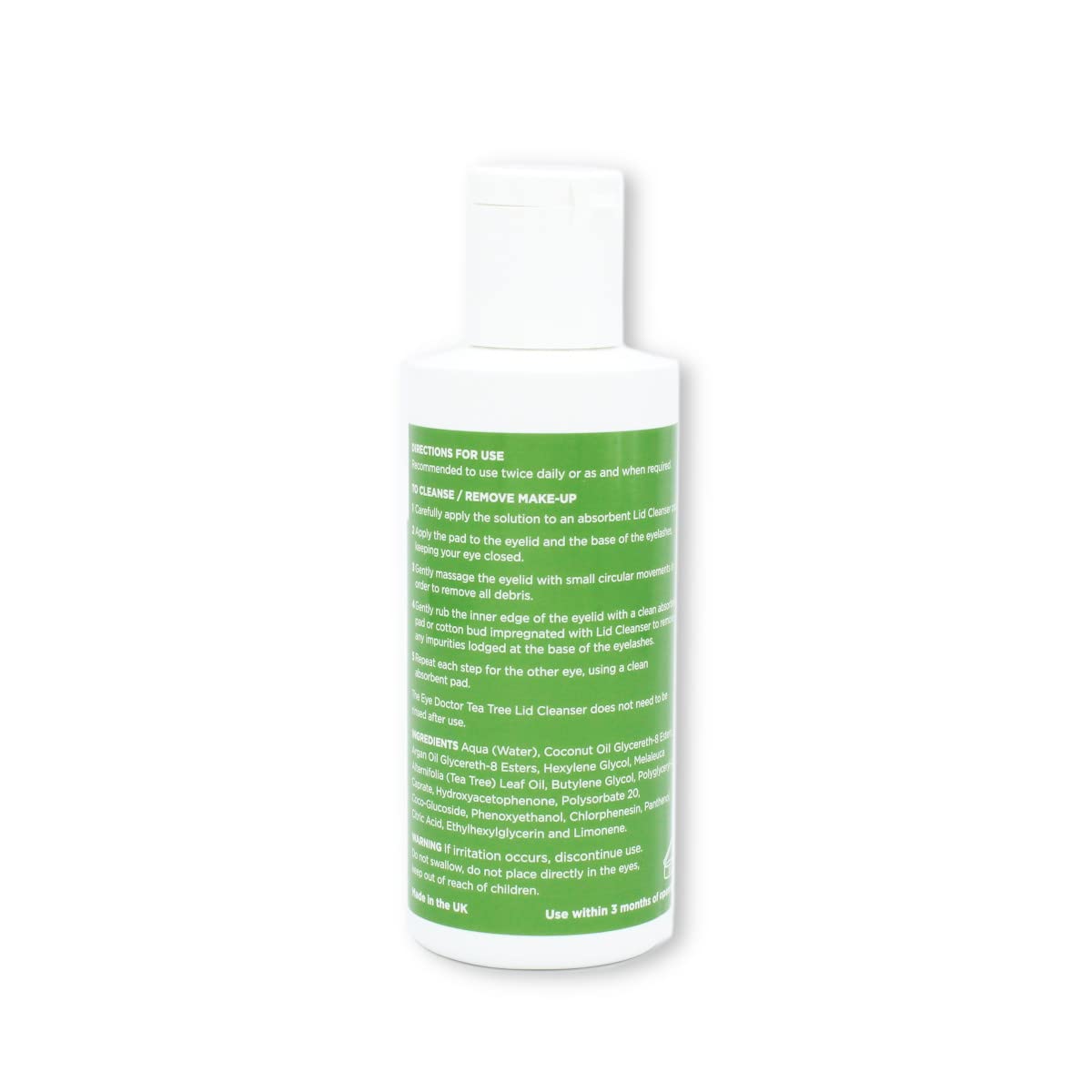 The Eye Doctor Tea Tree Lid Cleanser 100ml – Daily Eyelid Hygiene Remove Debris & Make-up Eyelid Eyelashes – For Sensitive Eyes – Contains Tea Tree Oil Argan Oil Coconut Oil & Micellar Water