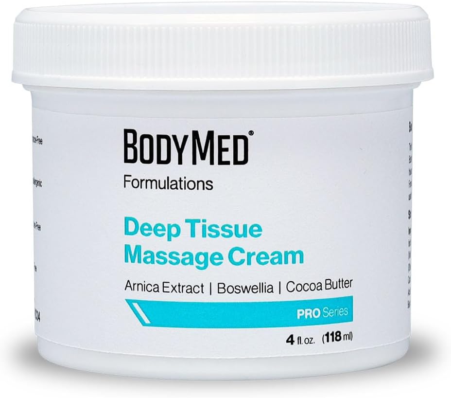 BodyMed Formulations Deep Tissue Massage Cream, 4 oz. – Fragrance-Free, All-Natural Cream for Massage Therapy – Leaping Bunny Certified – with Arnica Extract & Jojoba – Non-Staining, & Paraben Free