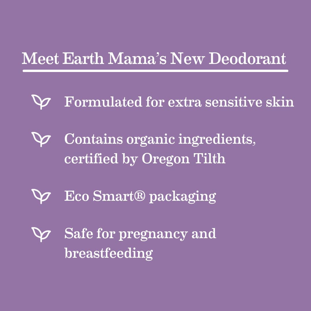 Earth Mama Calming Lavender Deodorant | Safe for Sensitive Skin, Pregnancy and Breastfeeding, Contains Organic Lavender, Calendula and Coconut Oil, No Baking Soda or Aluminum, 2.65-Ounce