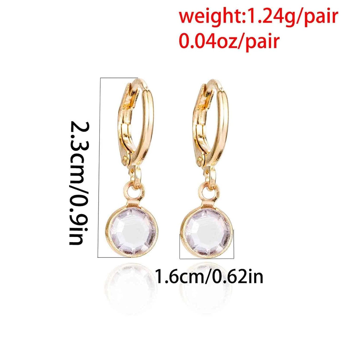 Round Bezel Dangle Earrings Gold Crystal Quartz Earrings Faceted Gemstone Earrings Tiny Circular Leverback Earrings Jewelry for Women and Girls