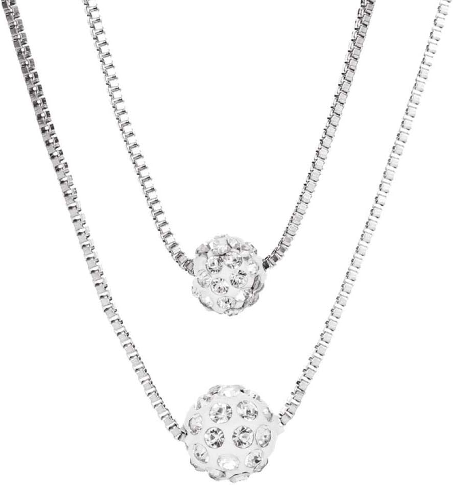 Bohemian Multi-layer Necklace Full Rhinestone Ball Pendant Fashion Silver Necklaces Chain Jewelry For Woman and Girls