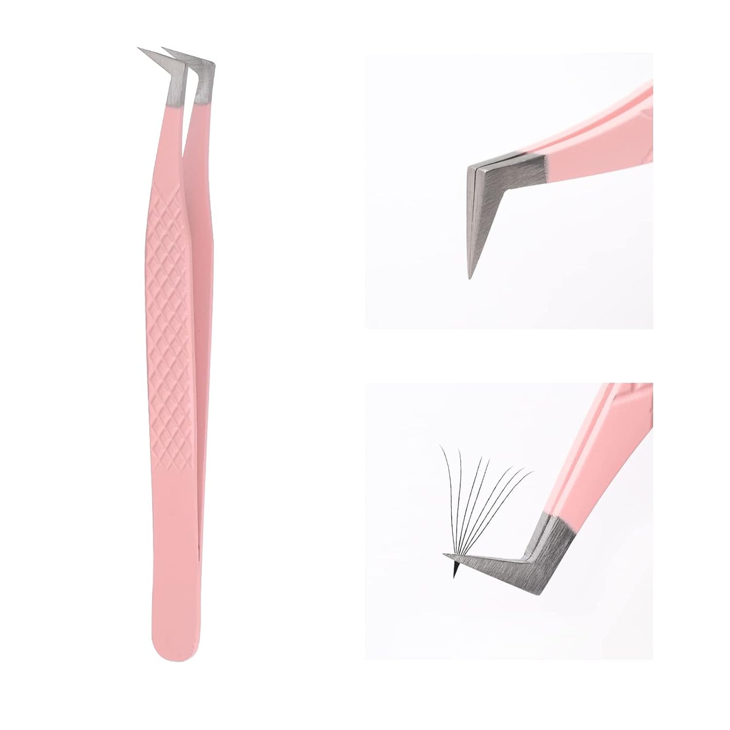 Lash Extension Tweezers Stainless Steel Volume Lash Tweezers Curved Precision Tweezers 90 Degree Angle Boot Great for Larger Fans Eyelash Extension Tweezers Professional