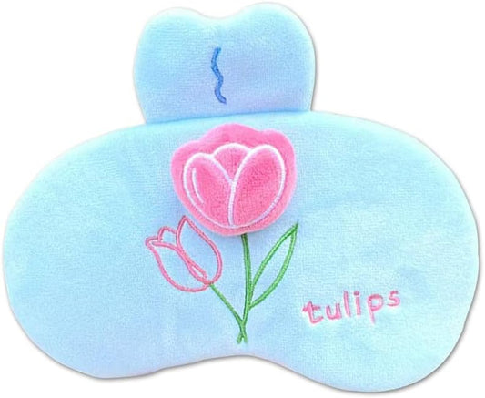 PERFECTSIGHT Sleep Eye Masks, Cute Plush Sleep Eye Cover Lightweight Adjustable Eyeshade Faux Fur Mask Cover for Women Men Sleep Travel Nap, Blue Tulip