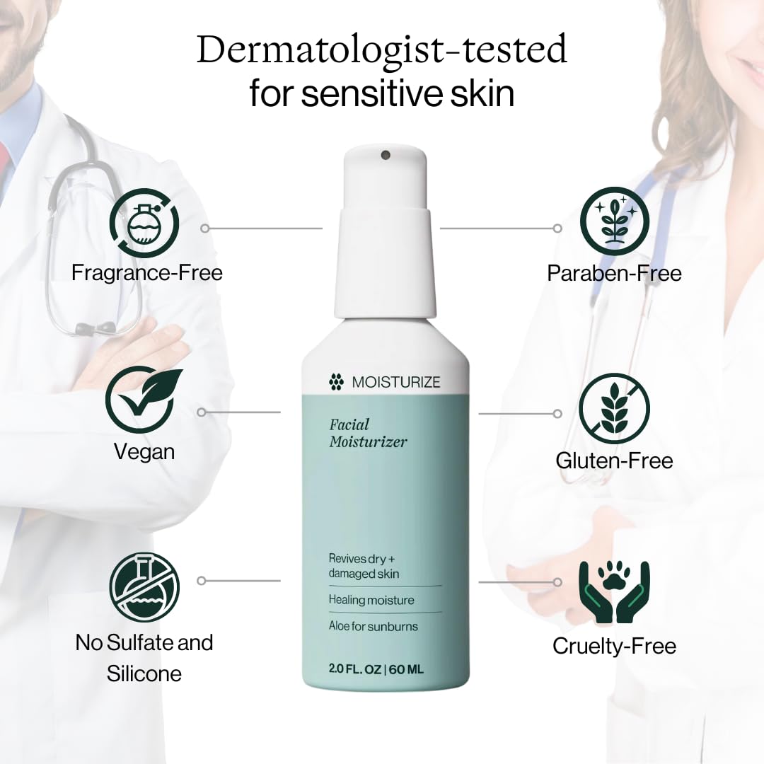 Dermasport Facial Moisturizer for Athletes- Non-Greasy, Non-Oily Face Cream - Hydrating Lotion for All Skin Types with Anti-Aging Complex