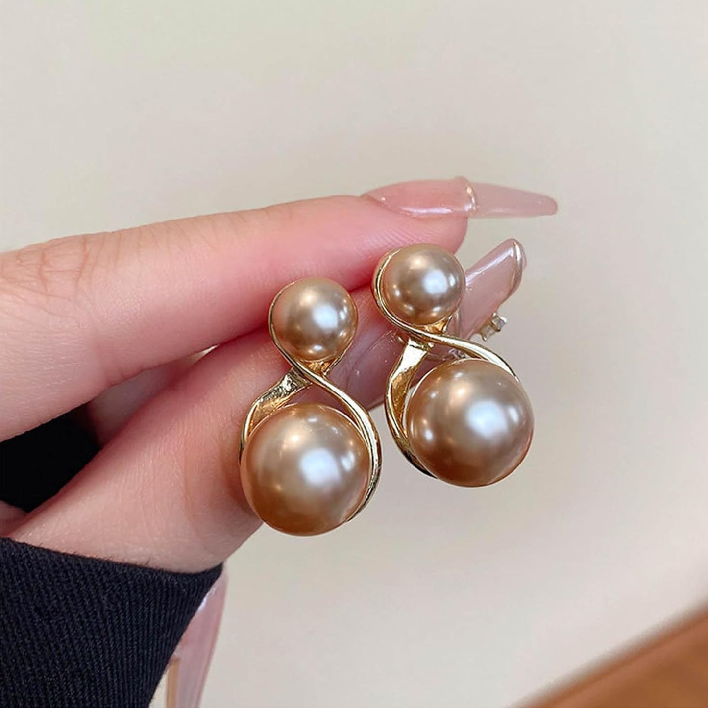Vintage Pearl Dangle Earrings Gold Double Pearl Stud Earrings Boho Big Pearl Drop Earrings Wedding Pearl Earrings Jewelry for Women