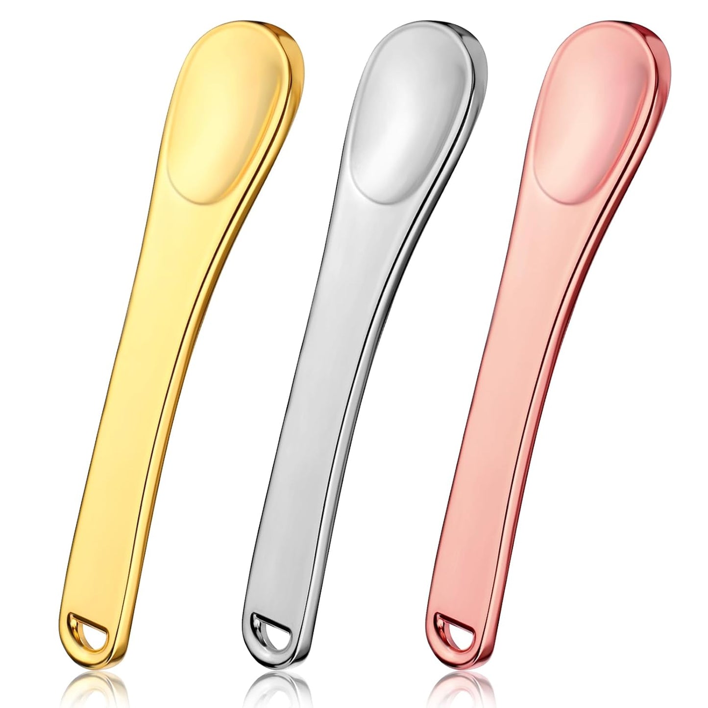 Prasacco 3 Pcs Skincare Spatula Metal Makeup Spatula Mini Cosmetic Spatula Small Scoops Facial Applicator Tool Beauty Spatula For Face Mask Eye Cream Lotions Moisturizers