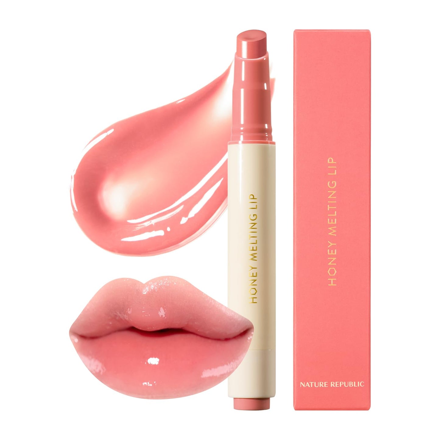 Nature Republic HONEY MELTING LIP (02 FIG) SOFT LIP STICK, Hydrating Gloss, Moisturizing balms, Sheer tint, Shine & Nude, Glowy Finish, korean make up