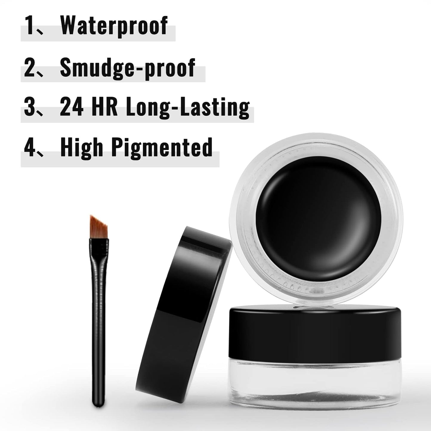 Erinde Waterproof Gel Eyeliner, Cream Eyeliner Gel Pot, High-Intensity Pigments Long Lasting Smudge-Proof Eye Liner Halloween Makeup, Waterline Matte Eye Liner with 2PCS Brushes, 07 Dry Rose
