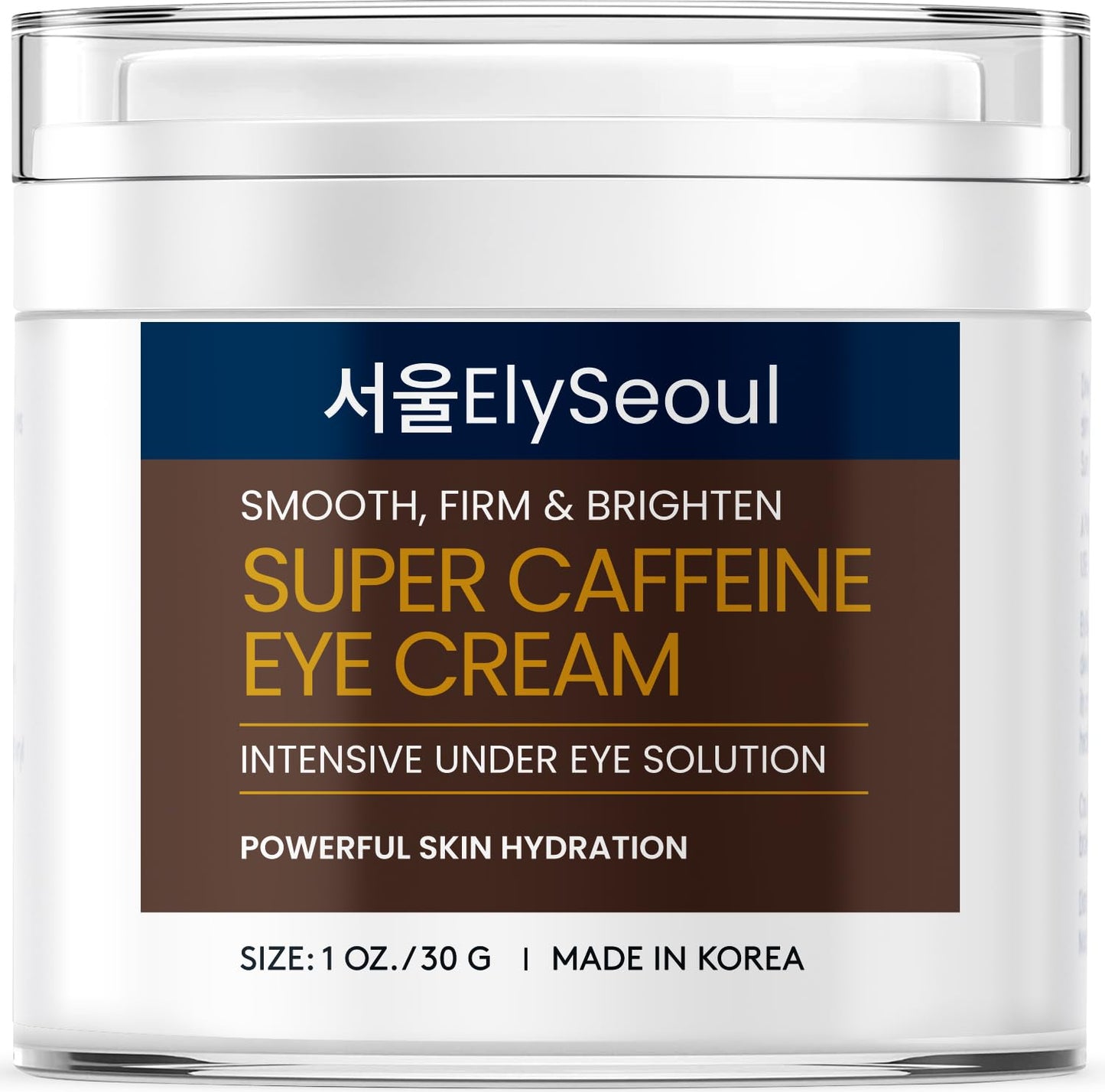 Korean Caffeine Collagen Eye Cream: Puffiness & Dark Circles Under Eye Treatment - Anti-Aging with Peptides & Hyaluronic Acid, 1 oz / 30g