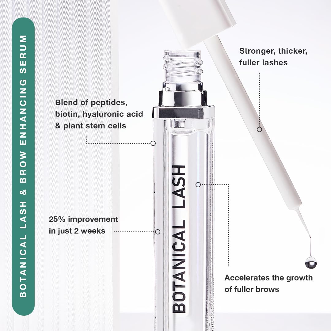 Contours Rx Botanical Lash & Brow Enhancing Serum – Organic, Drug-Free Growth Formula with Peptides & Botanicals – Strengthens, Hydrates & Nourishes – 5ml