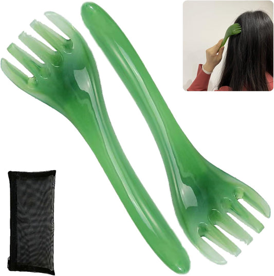 Scalp Massage Tools, 2-Pieces Head Scratcher Massager Whisk, Gift for Mother, Sister,Kids and Lover, Portable Resin SPA Tools with a Black Zippered Bag