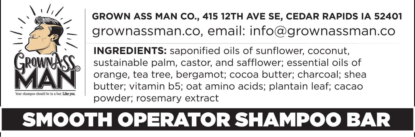 Solid Shampoo Bar Rich Lather 3 in 1: Hair, Beard & Body Wash - Plastic Free & Eco-Friendly, Natural & Organic Clean for All Hair Types, 4oz Bar (Smooth Operator, 3-Pack)