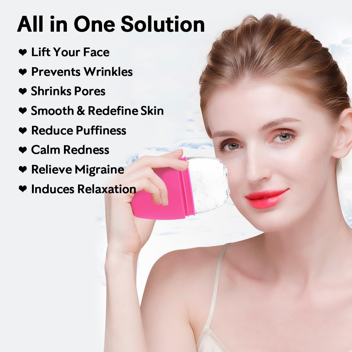 LATME Ice Cube Roller for Face Eyes,Reusable Silicone Ice Mold,Womens Gifts,Face Massager Roller Puffiness Migraine Pain Relief and Minor Injury