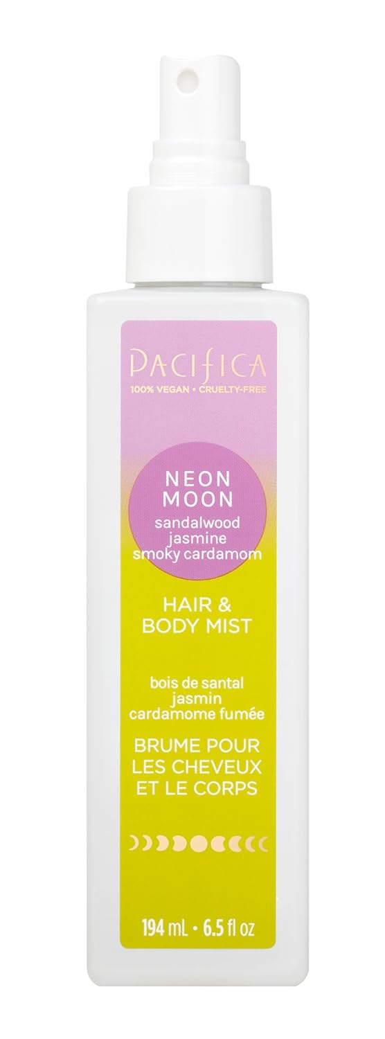 Pacifica Hair & Body Mist - Neon Moon Hair & Body Spray for Women –w/Sandalwood, Jasmine & Spices Perfumes for Women - Hair Perfume - Alcohol-Free Vegan & Cruelty-Free Clean Beauty