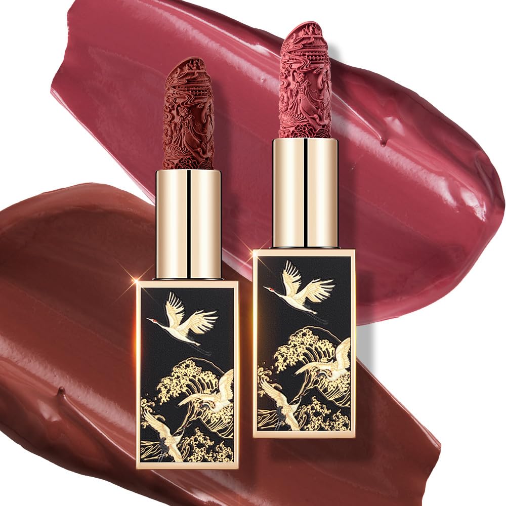 Catkin Moist Lipstick Hydrating High Impact Color Infused with Vitamin E and Avocado Oil Smooth Soft Texture Long Lasting Red Glow Finish 2pcs 05
