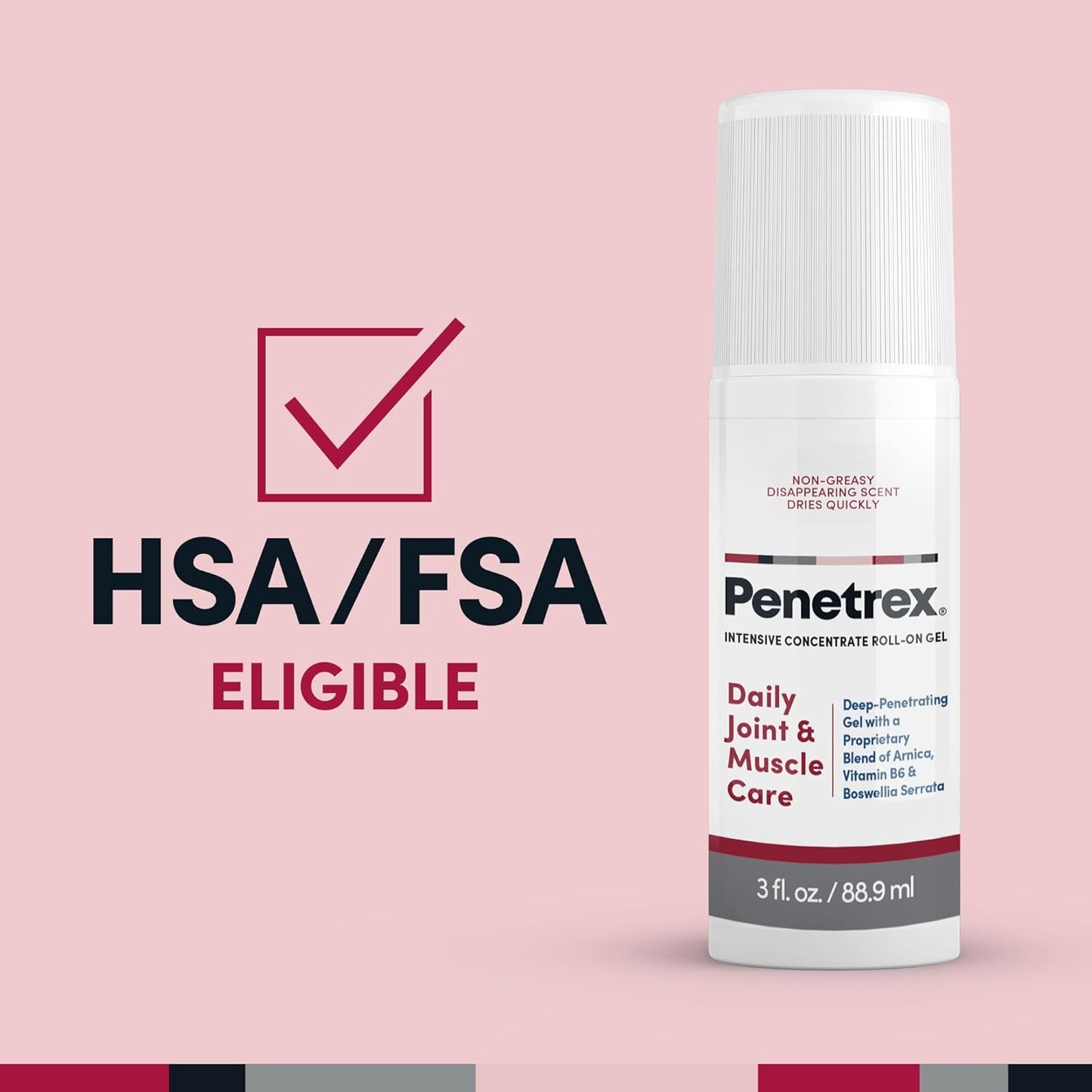 Penetrex Joint & Muscle Therapy Roll On - Soothing Gel for Back, Neck, Hands, Feet - Premium Whole Body Rub with Arnica, Vitamin B6 MSM & Boswellia - 3oz