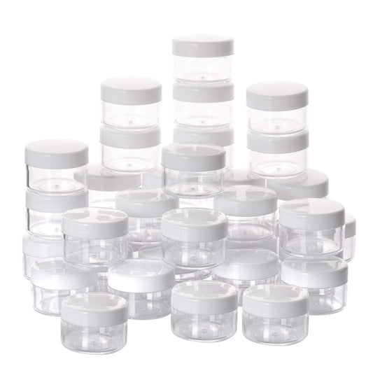 100 Count Empty Makeup Jars 15g Cosmetic Containers with Lids Leak Proof Sample Containers Refillable Plastic Containers - White
