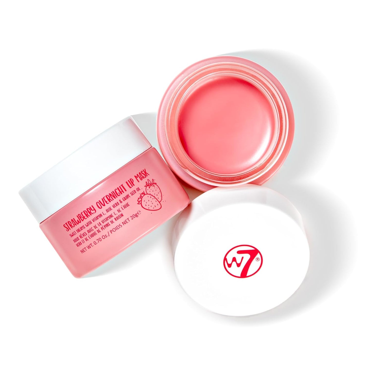 W7 Sweet Dreams Strawberry Lip Mask - Vitamin E, Aloe Vera and Grape Seed Oil - For Hydrated, Full Looking & Irresistible Lips - 0.67 Fl Oz