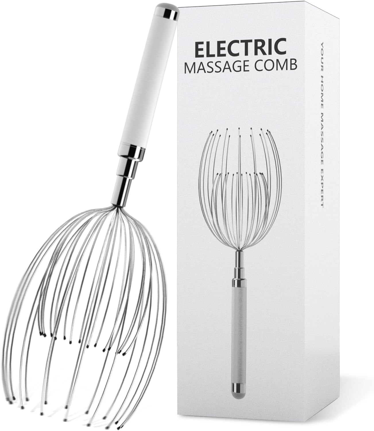 Head Massager Scalp, Electric Scalp Massager with 20 Metal Fingers – Head Scratcher & Hair Massage Tool, Waterproof Relaxation Device for Men and Women