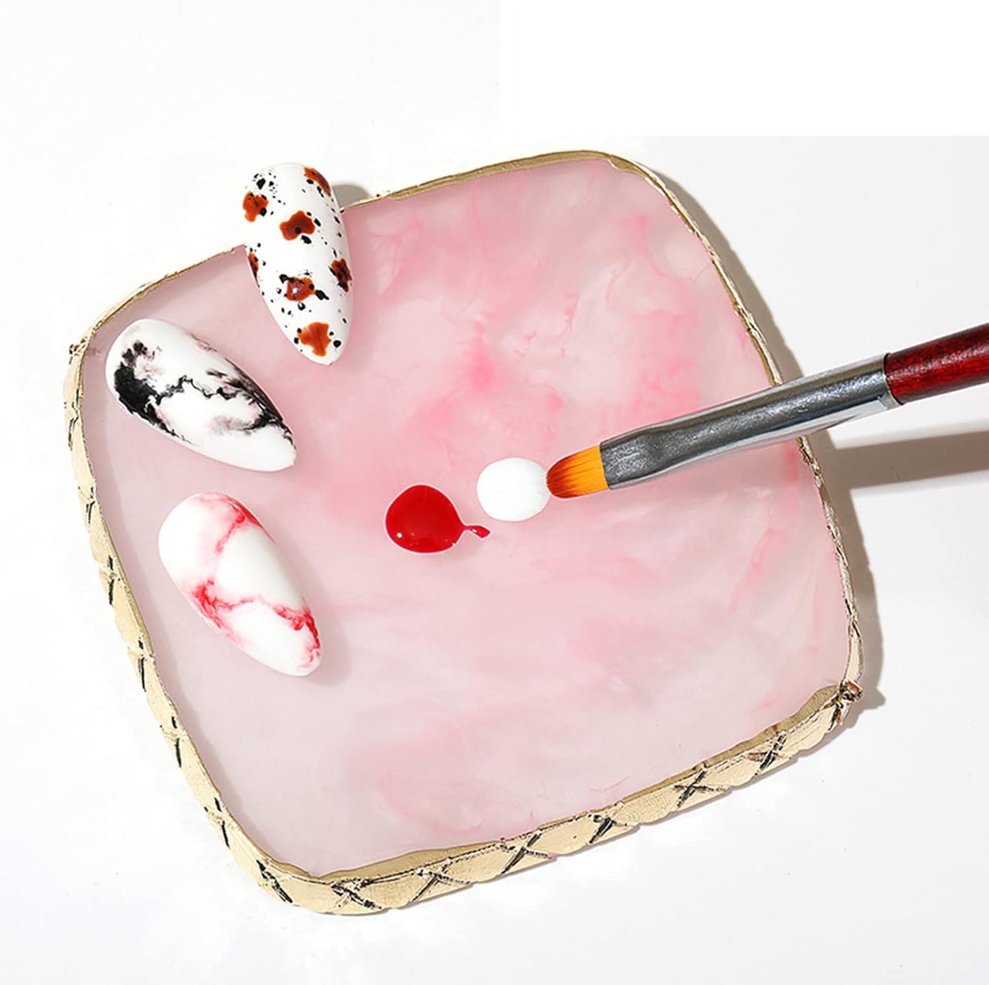 1 Piece Nail Art Palette Nail Polish Palette Mixing Palette Makeup Plate Nail Plate for Nail Art Nail Tip Holder Nail Art Display (pink square)