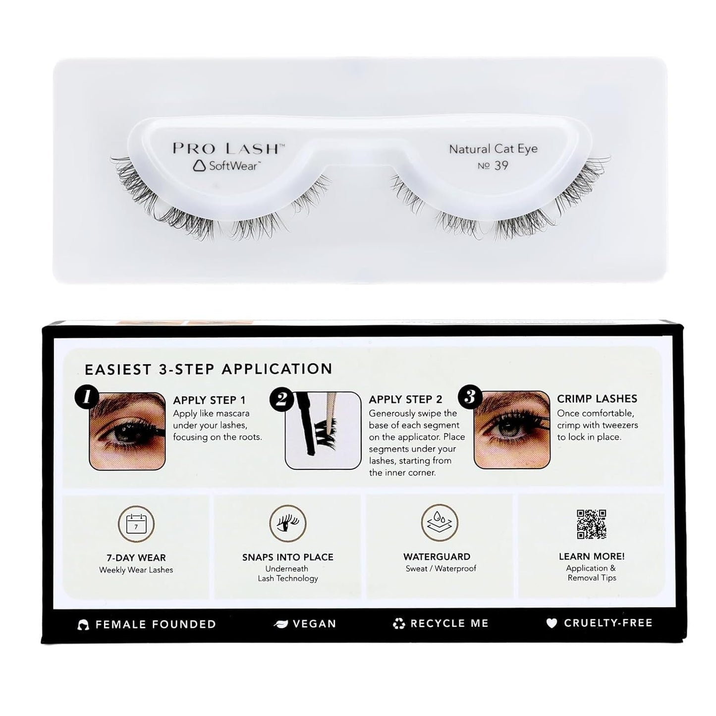 Pro Lash SoftWear Clean Girl Mini Lash Clusters Kit - Natural-Looking, Lightweight Lashes - 7-Day Cluster Eyelash Extensions - Waterproof Lashes Clusters - Single Set - Cat Eye No. 39