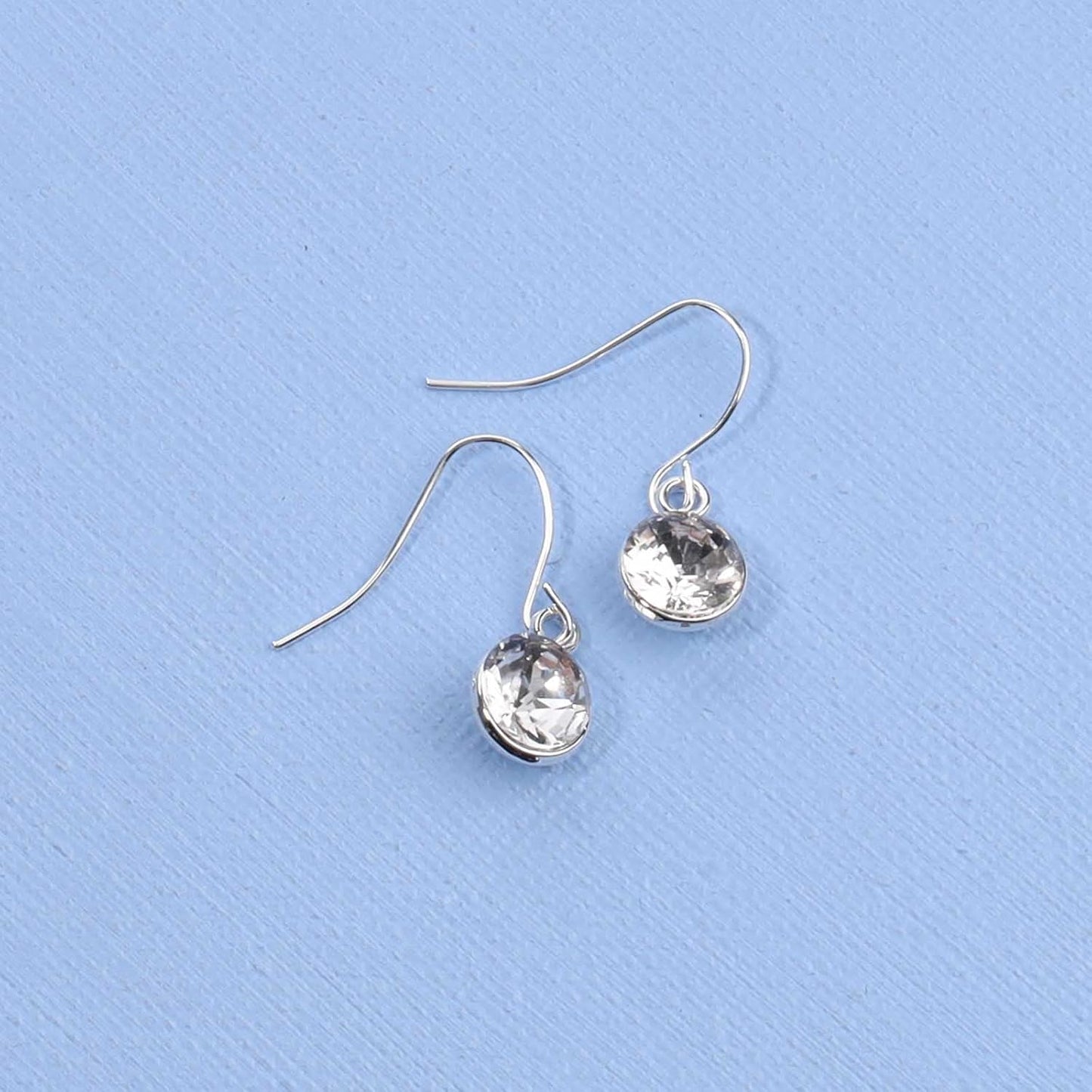 Crystal Dangle Drop Earrings Silver Dangle Crystal Hook Earrings Minimal Crystal Solitaire Earrings Classic Rhinestone Bridal Earrings Jewelry for Women and Girls