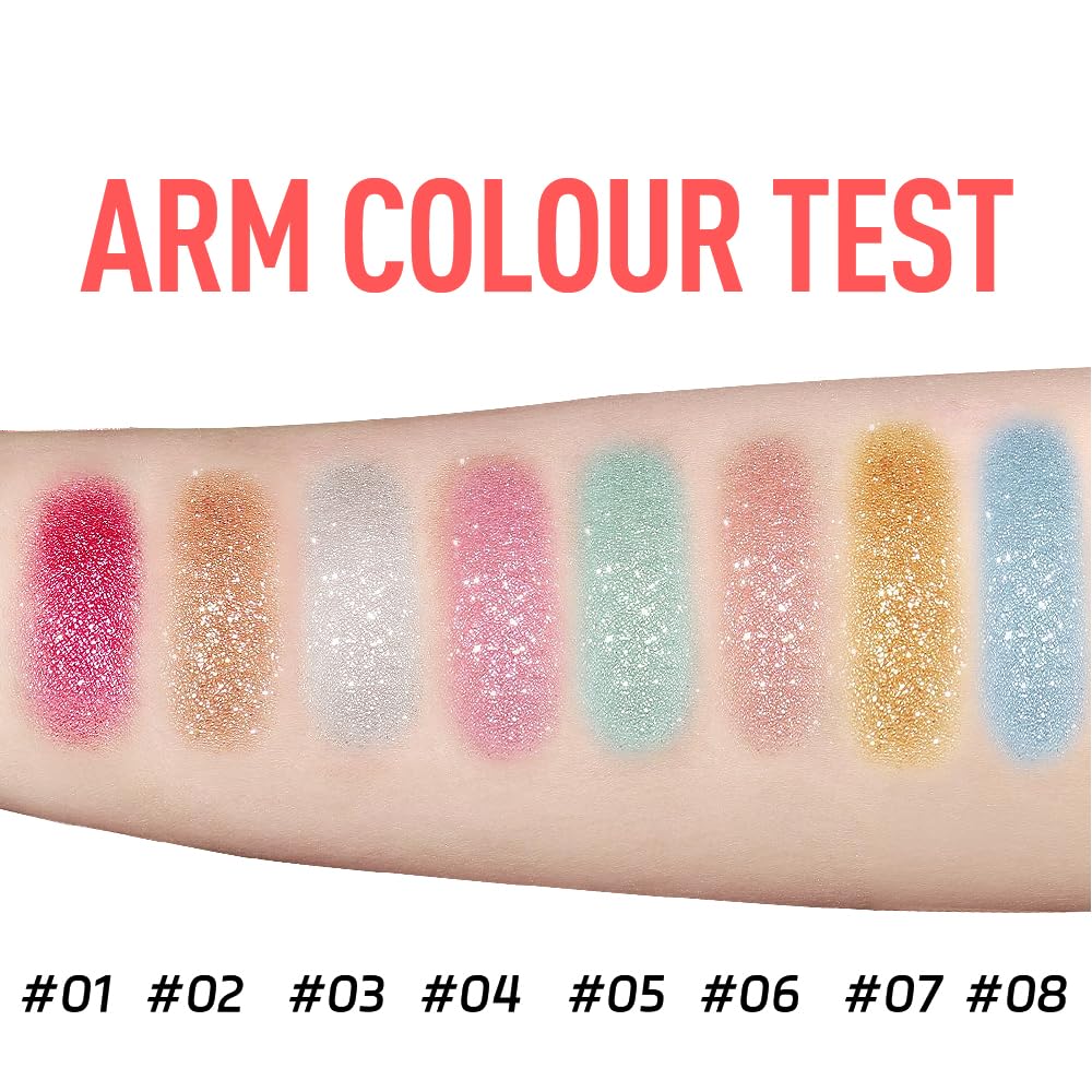 Glitter Body Highlighter Powder Body Shimmer Sparkle Face Brightening Highlighter Powder for Face Eyes Body Glow Makeup With sponge head（03#）