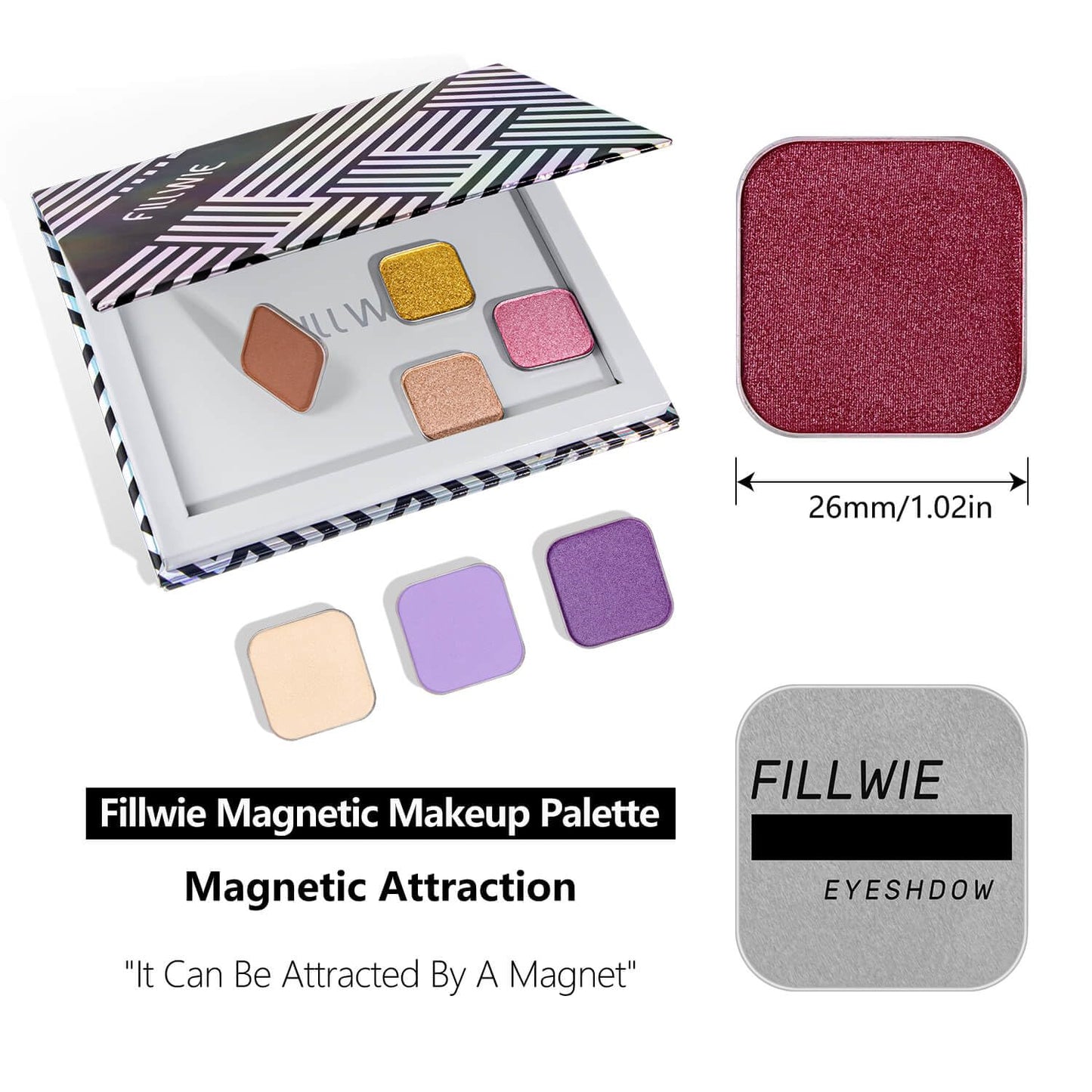 Shimmer Single Eyeshadow Refill – Plum Coloring, High Pigment, Long-lasting, No Fallout – Single Pan with Metal Base, Compatible with Magnetic Palettes – Eyeshadow Pan for DIY Makeup