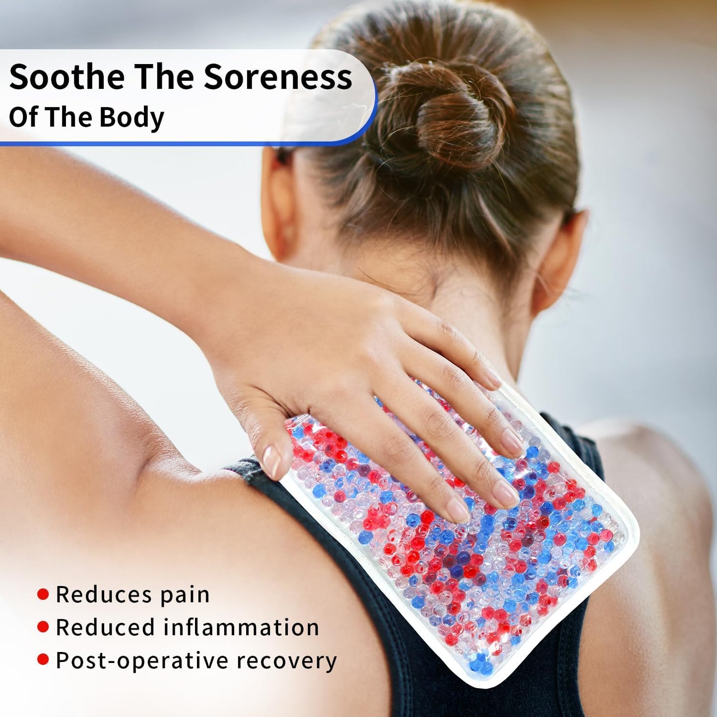 Gel Beads Ice Pack Ice Bag with Strap-1 Pack Reusable Hot & Cold Pack Compress for Knee, Shoulder, Foot, Back, Ankle, Neck, Hip, Elbow, Wisdom Tooth-7.76''x4.93''