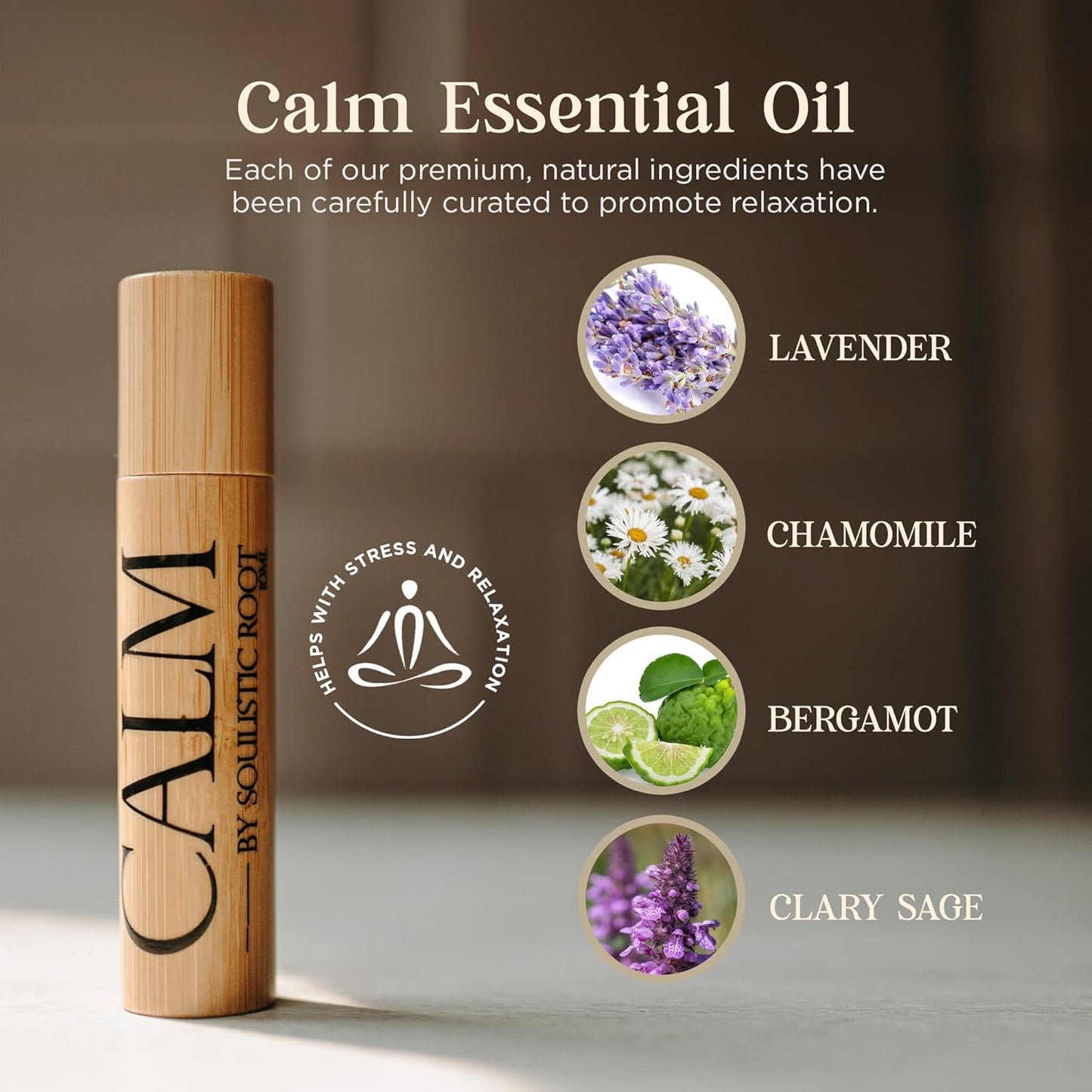 Calm Essential Oil Roll On for Women – Aromatherapy Blend w/Lavender, Chamomile, Clary Sage – Rollerball for Relaxation, Self Care, Skin, Massage, Wellness & Gift Ideas – 10ml Bottle