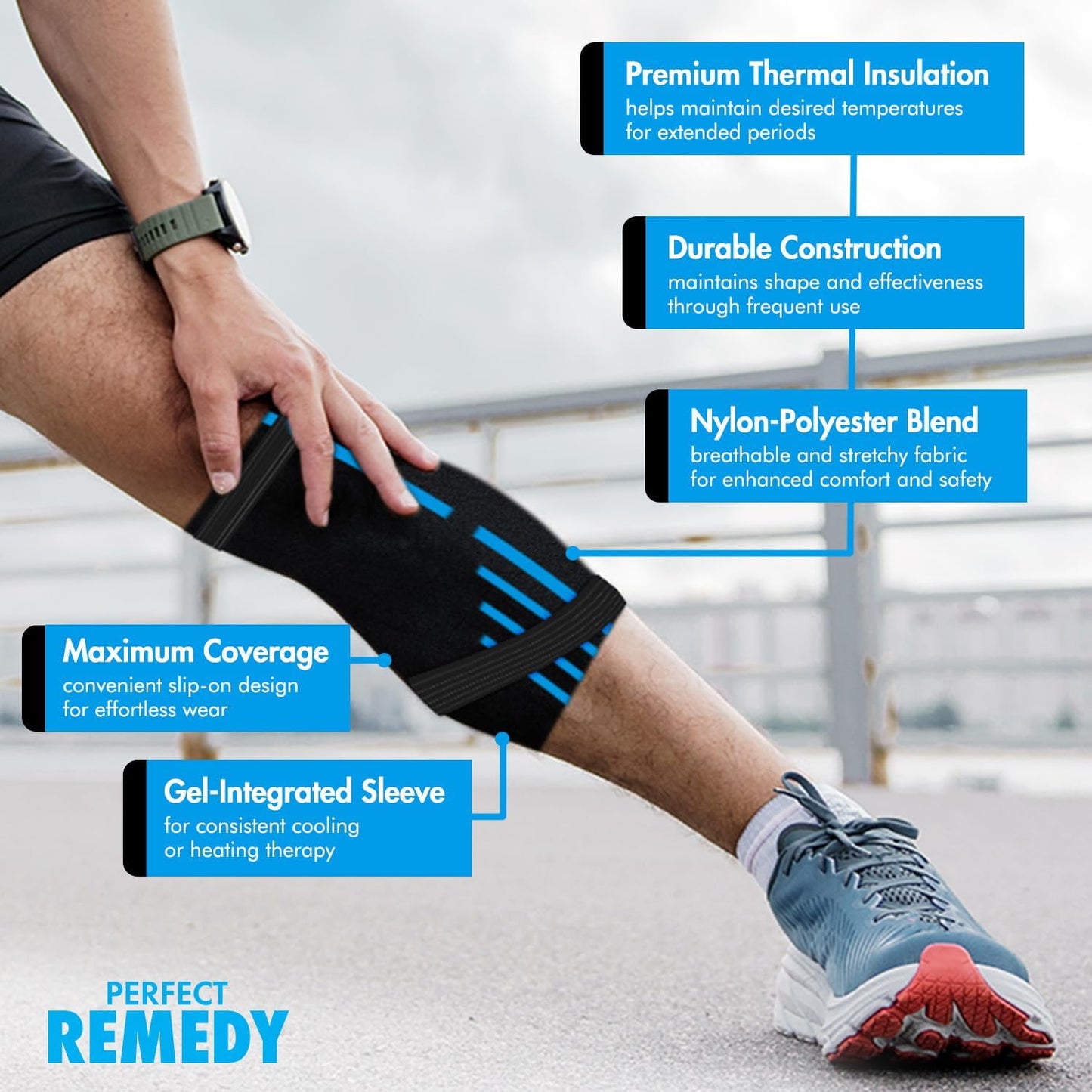 Perfect Remedy Freeze Sleeve - Hot & Cold Arm Ice Pack Wrap Compression - Tennis Elbow Cold Pack Compression for Support in Injuries - Ice Sleeve for Knee, Elbow (Large-X Large)