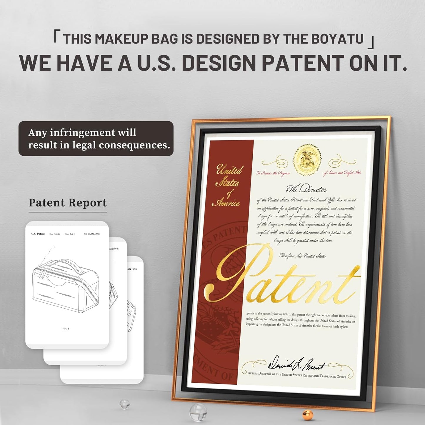 BOYATU Travel Makeup Bags for Women: 3 Pcs Large Make up Bags Set - Vegan Leather Cosmetic Bag for Traveling - Waterproof Toiletry Organizer (L03 Black)