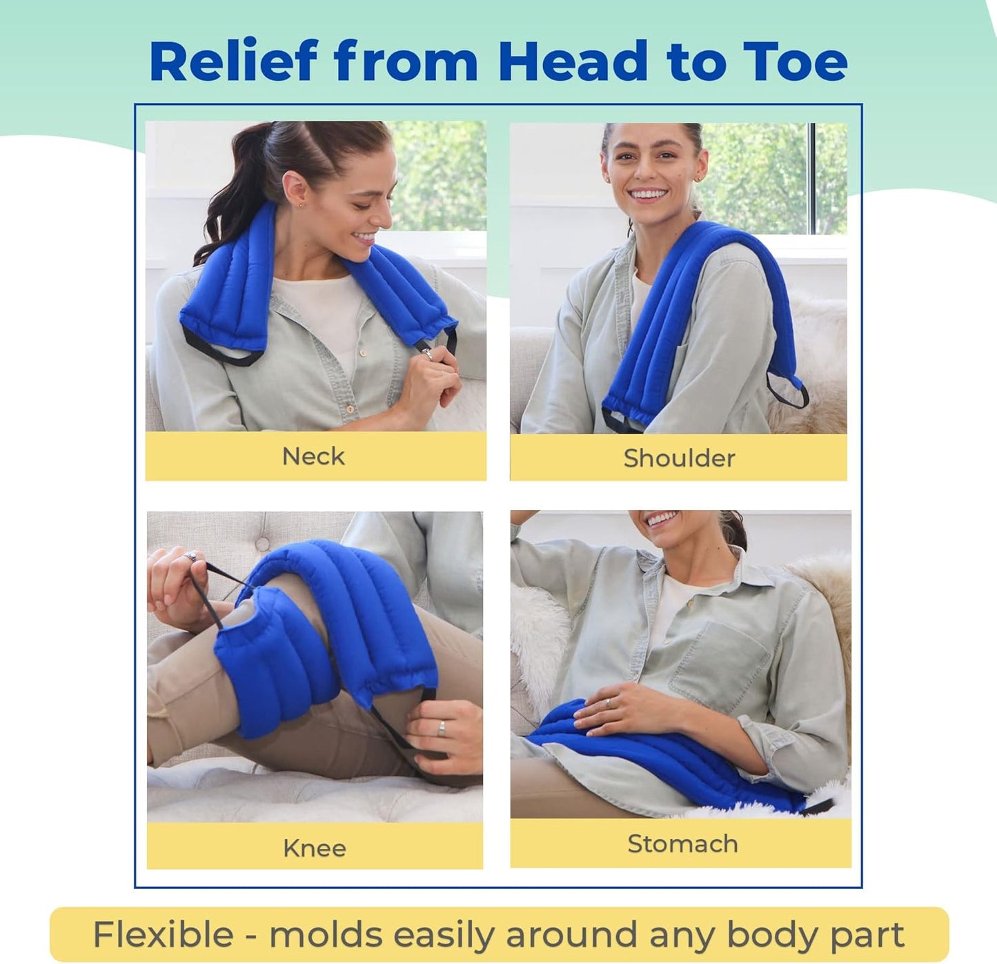 Microwavable Heating Pads for Lower Back, Neck, and Shoulder Pain Relief - Moist Microwave Heating Pad for Muscles and Joints - Microwave Hot Pack Heat Pad for Cramps -2 Heat Pack Blue-Lavender Scent