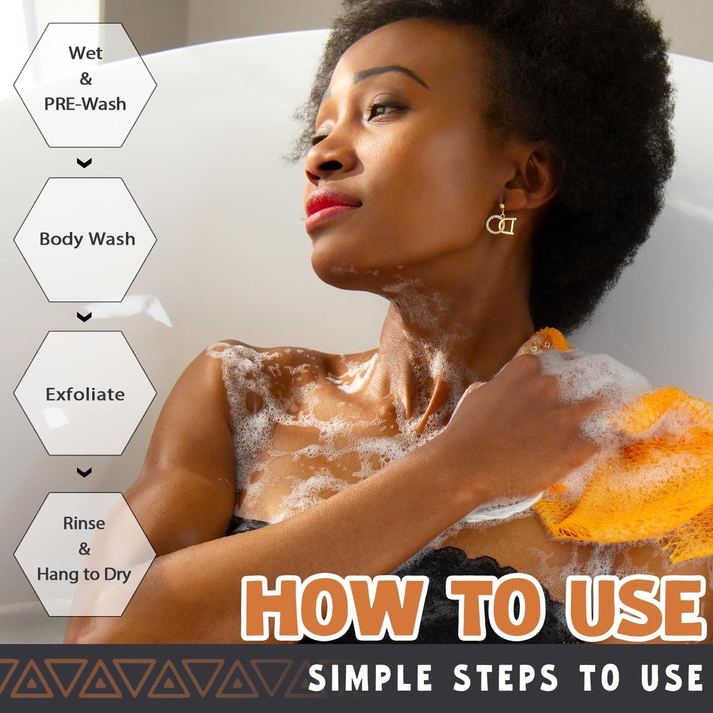 African Net Sponge Authentic - 2 Pieces Real African Exfoliating Sponge with Knots - Afro Back Scrub Net for Body Exfoliator - Bath Loofah Washcloth for Shower Essentials