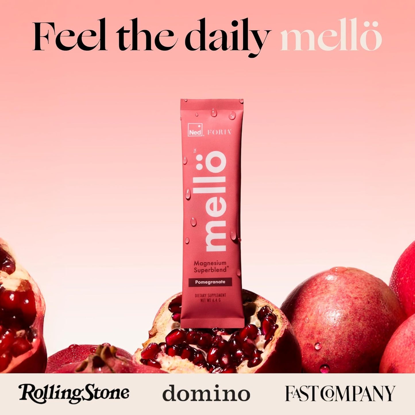 mellö Magnesium Supplement Superblend Powder - Magnesium Glycinate with L-Theanine, GABA, and Trace Minerals - Supports Sleep, Relaxation, and Balanced Energy - Pomegranate Flavor, 10-Pack, Singles