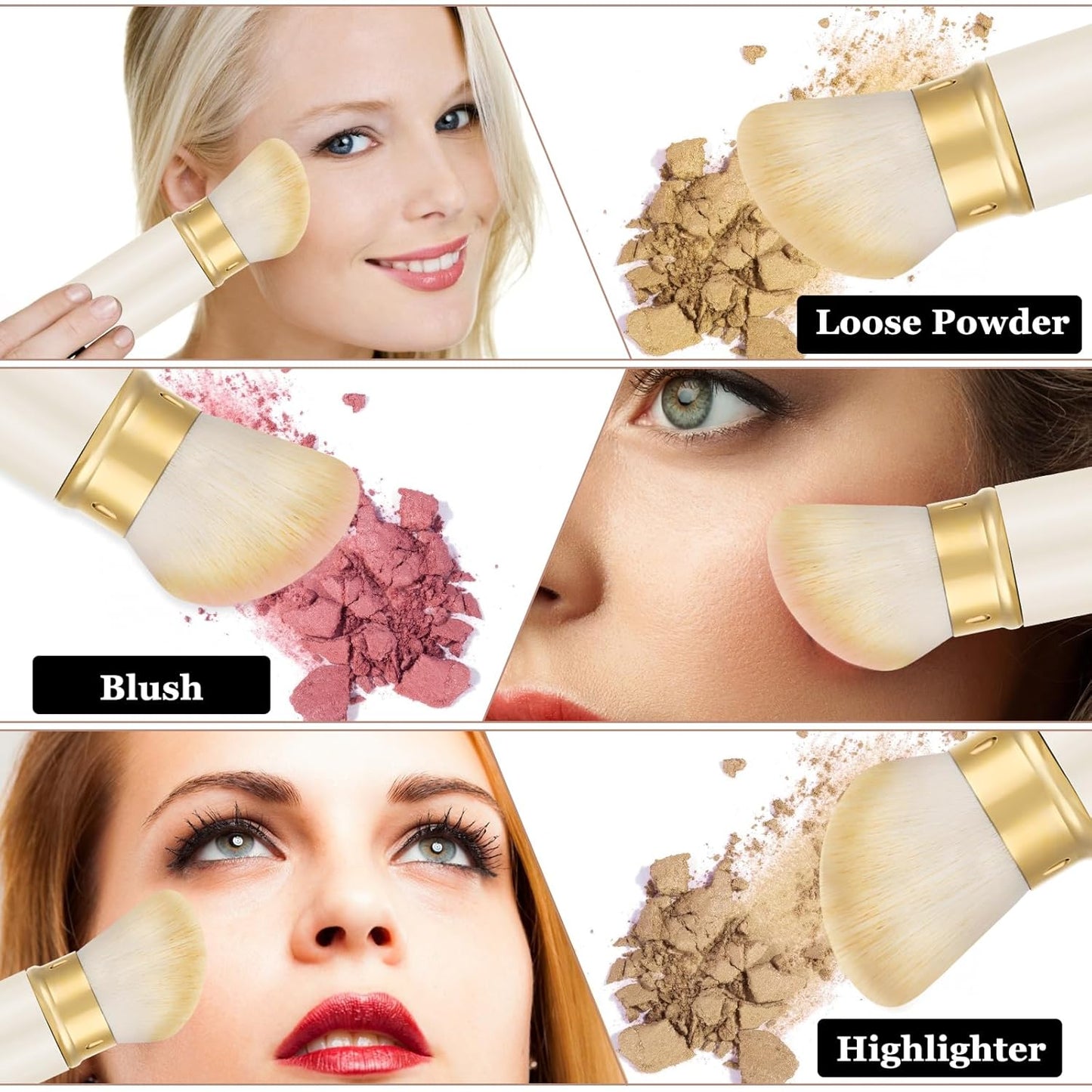 Falliny Retractable Kabuki Makeup Brush, Angled Travel Powder Foundation Blush Brush Makeup Brush for Blush, Sunscreen,Bronzer, Buffing, Concealer,Highlighter, Powder Cosmetics