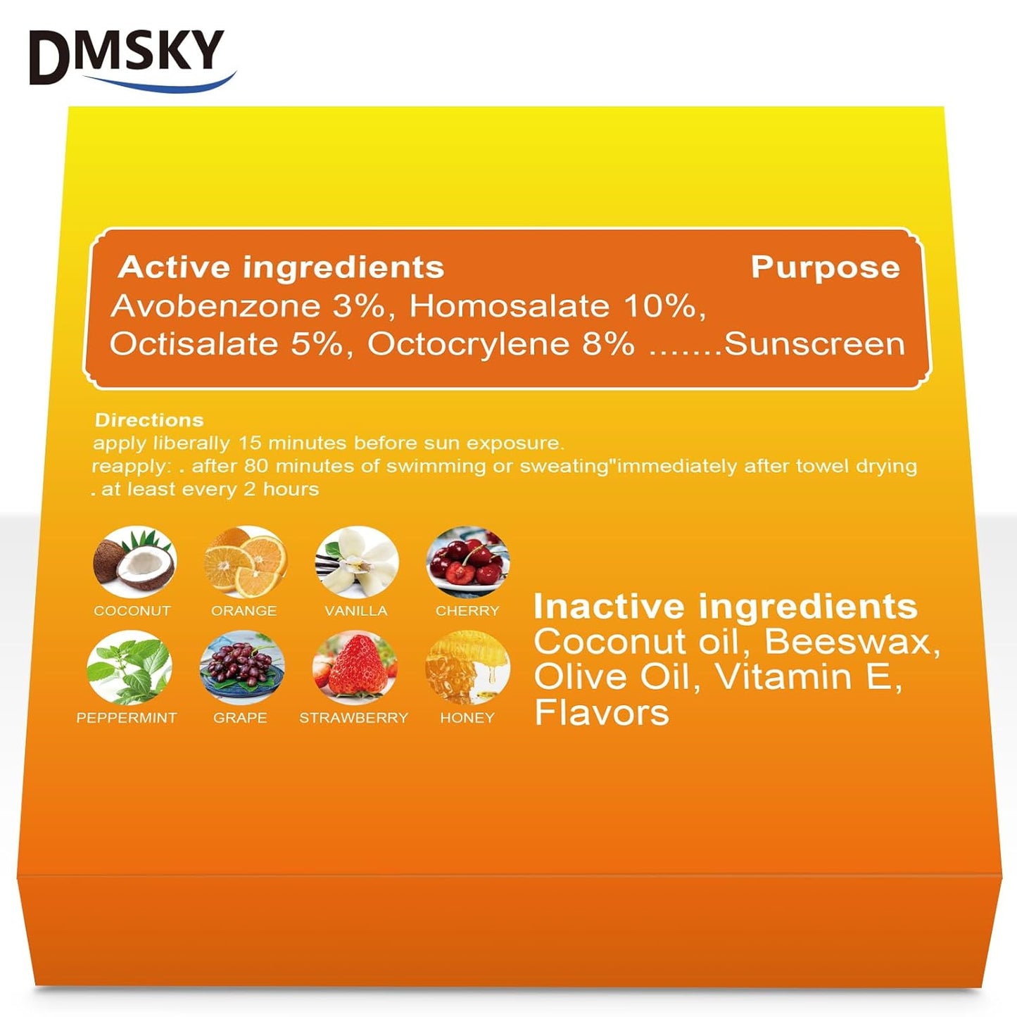 DMSKY SPF 30 Sunscreen lip balm, SPF Lip Balm Bulk Travel Size, Broad Spectrum UVA/UVB Protection, Bulk Lip Sunscreen for Dry Cracked Lips-8 Pcs
