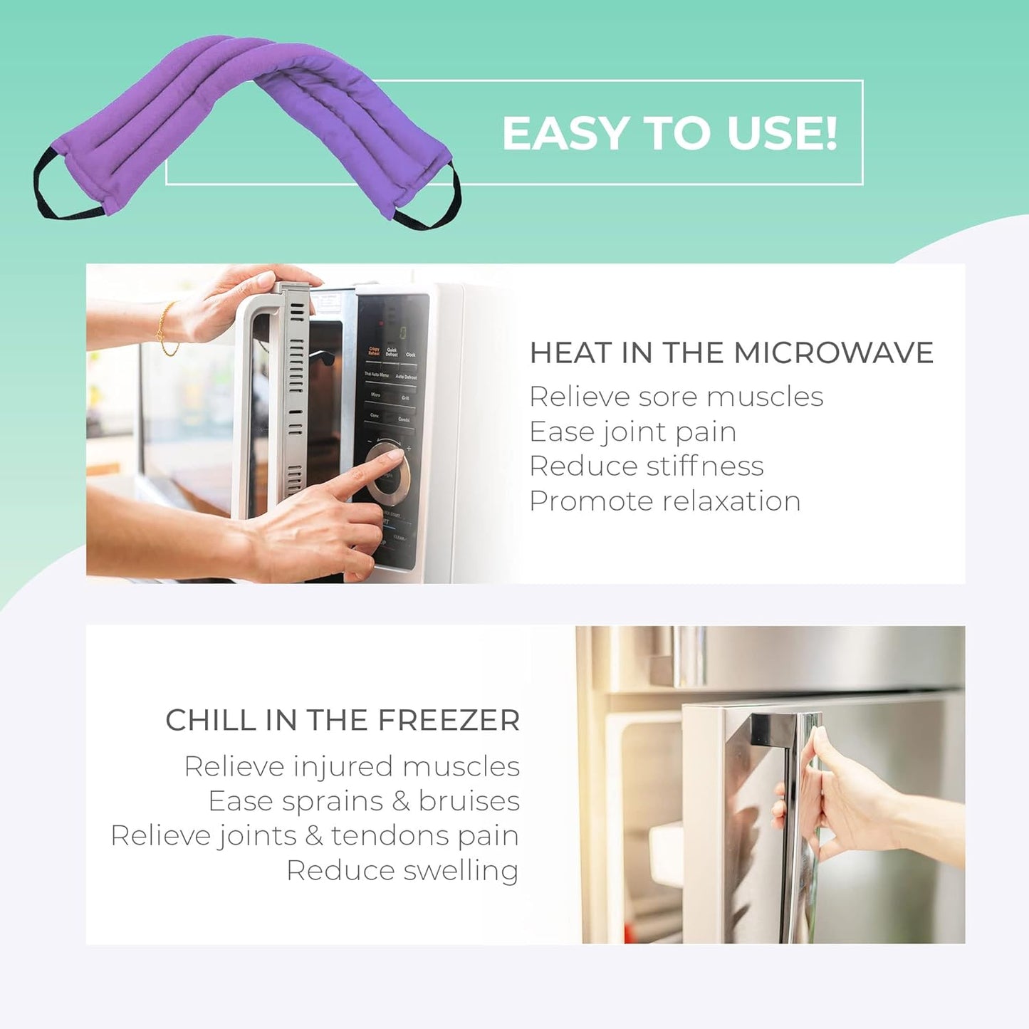 Microwavable Heating Pads for Lower Back, Neck, and Shoulder Pain Relief - Moist Microwave Heating Pad for Muscles and Joints - Microwave Hot Pack Heat Pad for Cramps -2 Heat Pack Purple