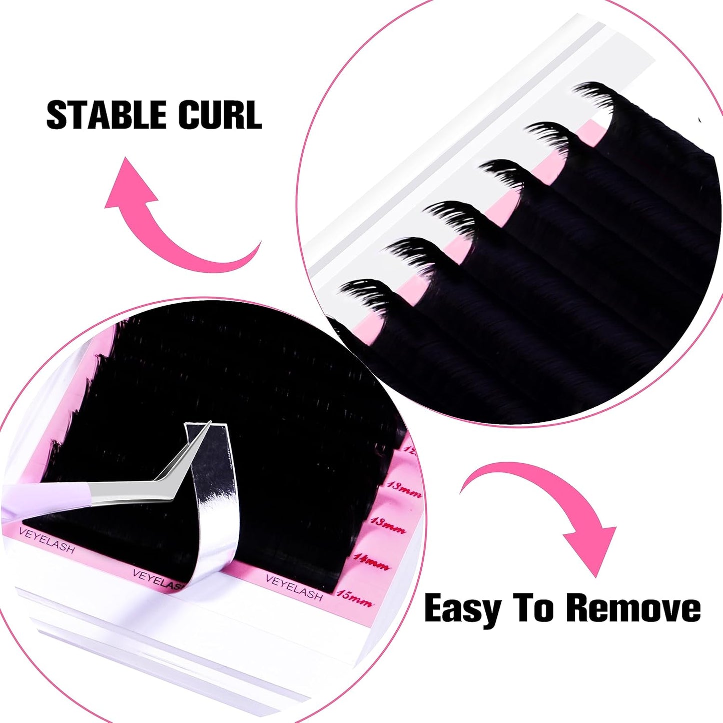 VEYES INC Cashmere Smart Fan Lash Extensions 0.03 0.05 0.07 C/CC/D Curl 8-20mm Mixed & Single Length, Super Matte Black Volume Lashes, Professional Supplies for Lash Techs (0.05 D 15mm)