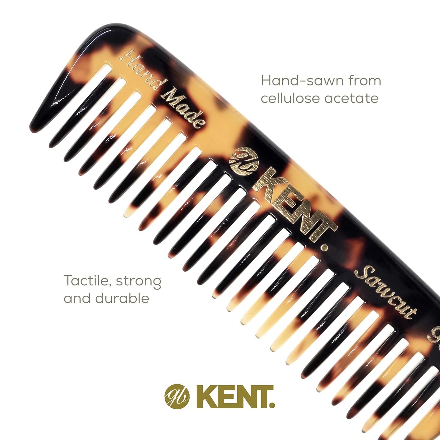 Kent 93T Tokyo Yellow Beard Comb for Men - Wide Tooth Men's Comb, Ideal For Mustaches and Beards and Facial Hair, Small Pocket Sized Travel Detangler Combs, Saw-Cut, Hand Polished, Made in England