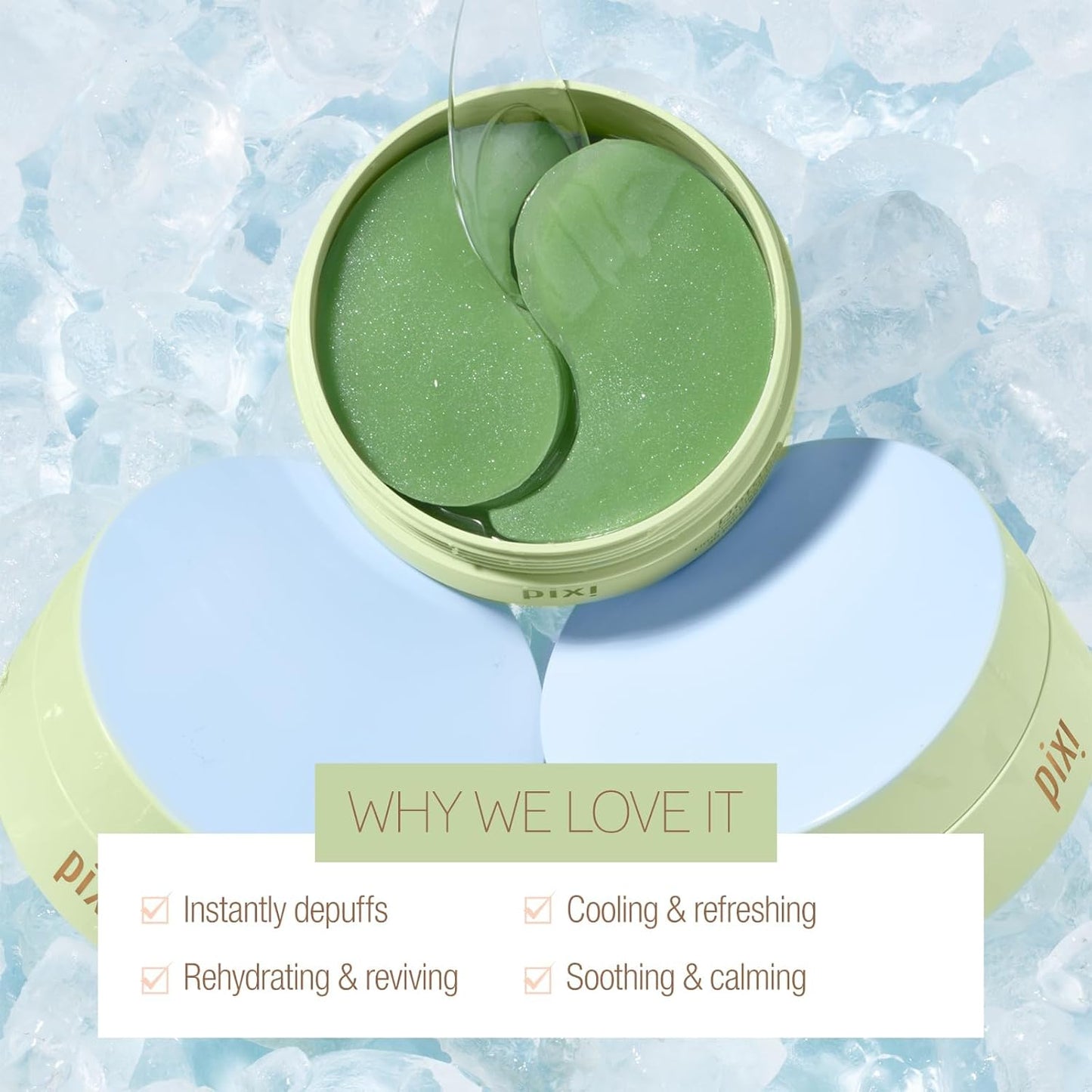 Pixi DetoxifEYE 2-Pack | Depuffing Hydrogel Under-Eye Patches|Cucumber, Gold & Caffeine For Puffy Eyes and Dark Circles | 2 Boxes, 60 pairs, 120 Patches