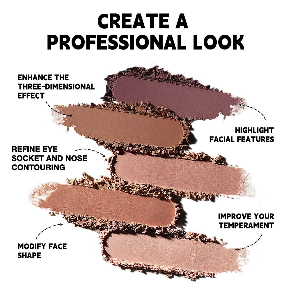 Natural Matte Neutral Brown Cream Contour Palette – Lightweight, Blendable Monochrome Powder, Base for All Skin Tones, Face Makeup for Women & Men, Vegan,Cruelty-Free, Paleta de Contorno en Crema Mate