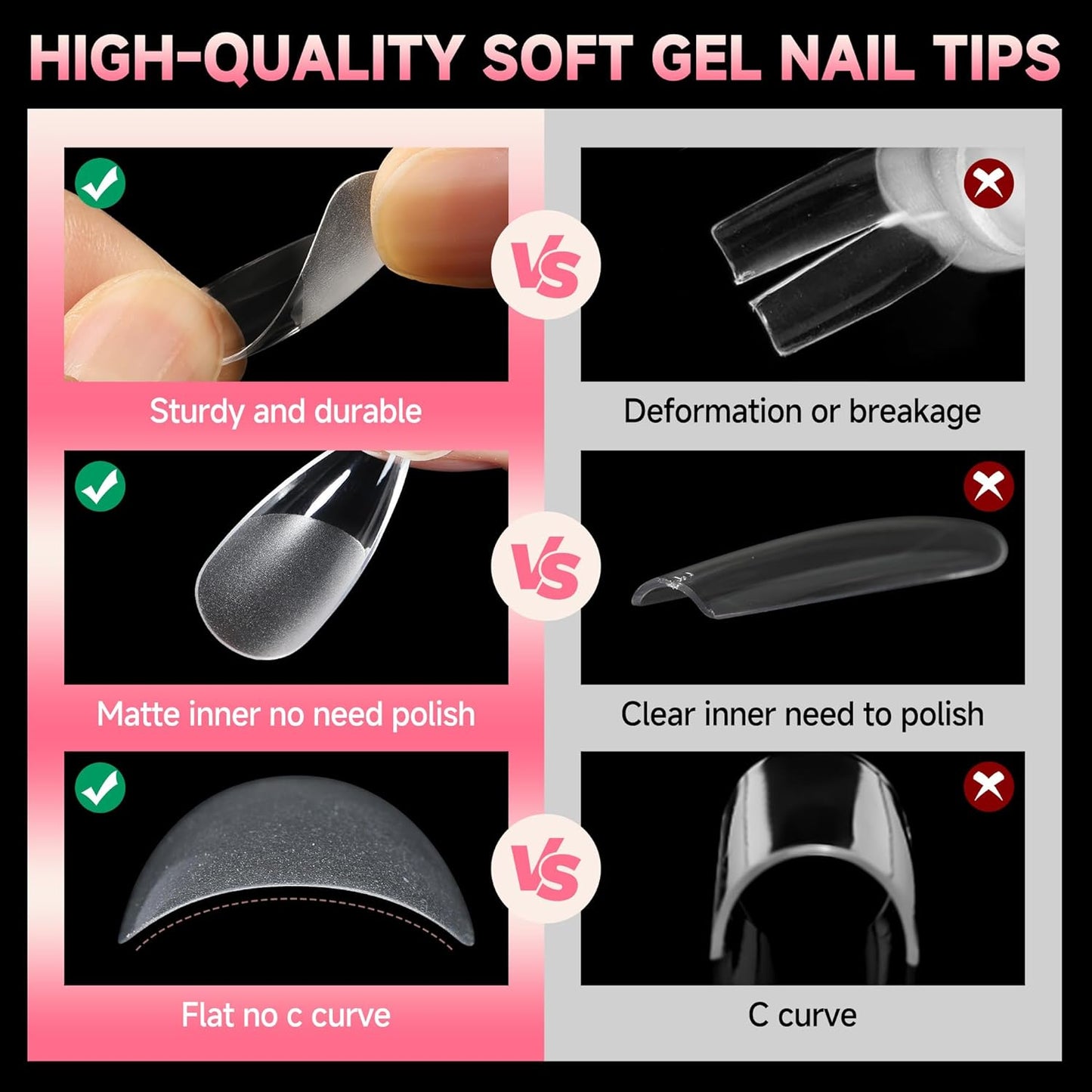 UNA GELLA Stiletto Gel Nails Press On Halloween 504Pcs Medium Almond Stiletto Clear Gel Nail Tips Full Cover Pre-matte Fake False Acrylic Nails for Nail Extensions Home Art Salon 12 Sizes