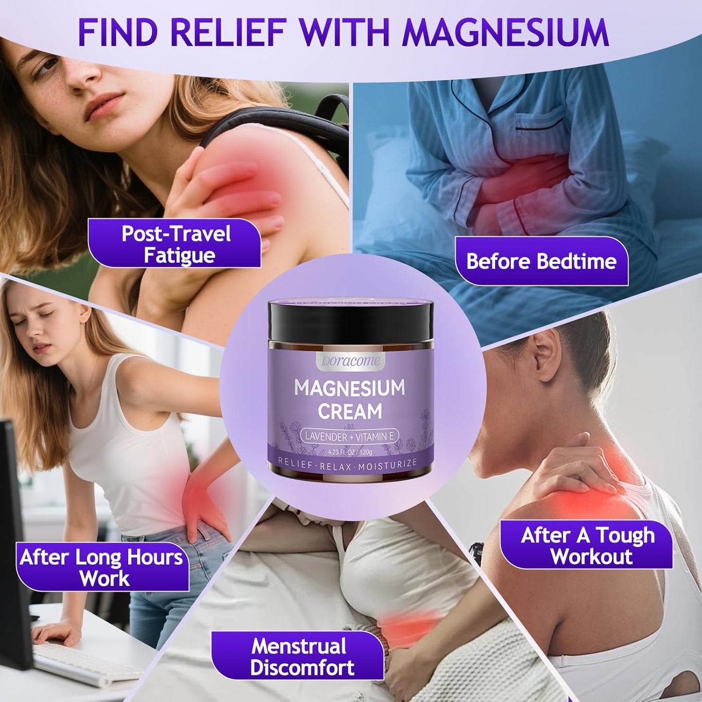 Magnesium Lotion | Magnesium Cream for All skin types, Bedtime Routine, Fast-Absorbing Non-Greasy, Unscented, for Legs, Calves & Feet, 4.23 oz