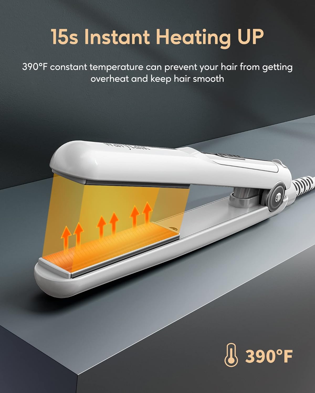 Wavytalk 0.7 Inch Ceramic Mini Hair Straightener - Small Flat Irons for Short Hair, Curls Bangs, Travel Friendly (White)