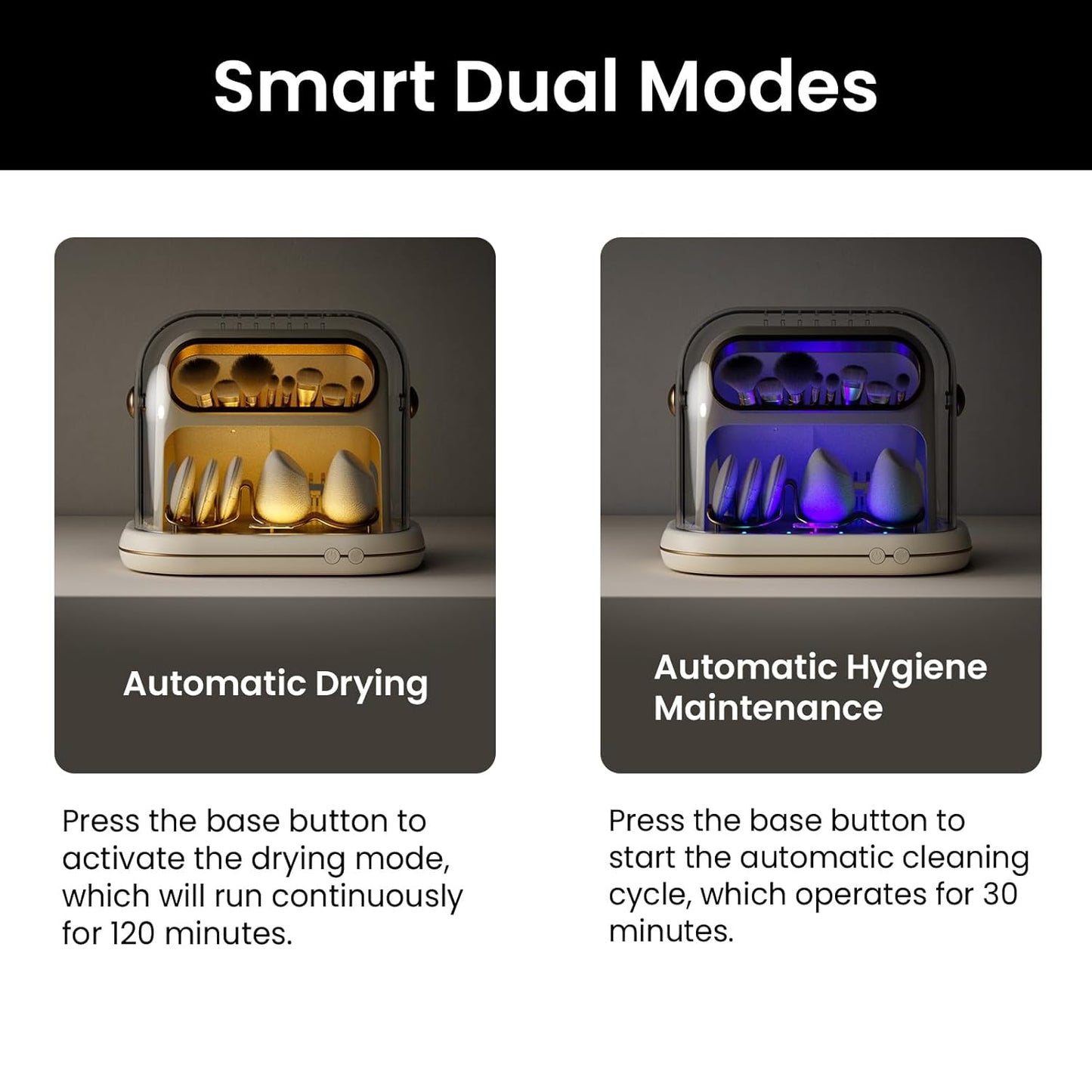 KAYUSO Electric Makeup Brush Dryer Machine, 3 in 1 Automatic Makeup Brush Dryer and Storage with Cover, Timed Cleaning Tool for Most Size Brushes and Sponges