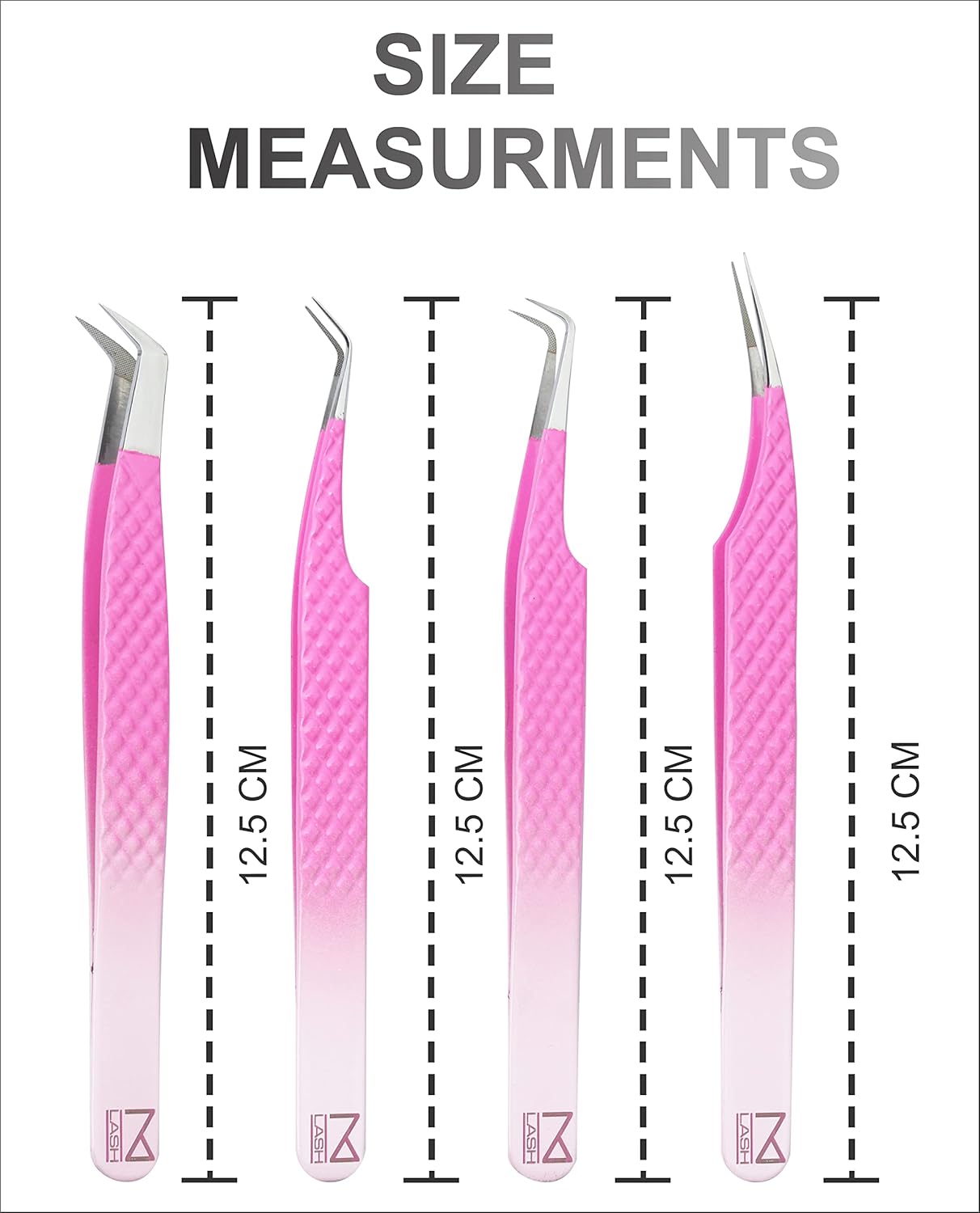 M LASH - V3 Tweezer Set Diamond Grip NANO Fiber Tip - Volume & Classic Eyelash Extensions - Japanese Steel Lash Tool (PW-Ombre)